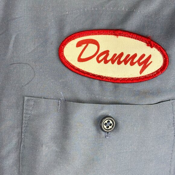 Vintage Fleet-Wing Work Shirt Medium Vapor Wear Grunge Blue Button-Up 80's - Picture 7 of 13